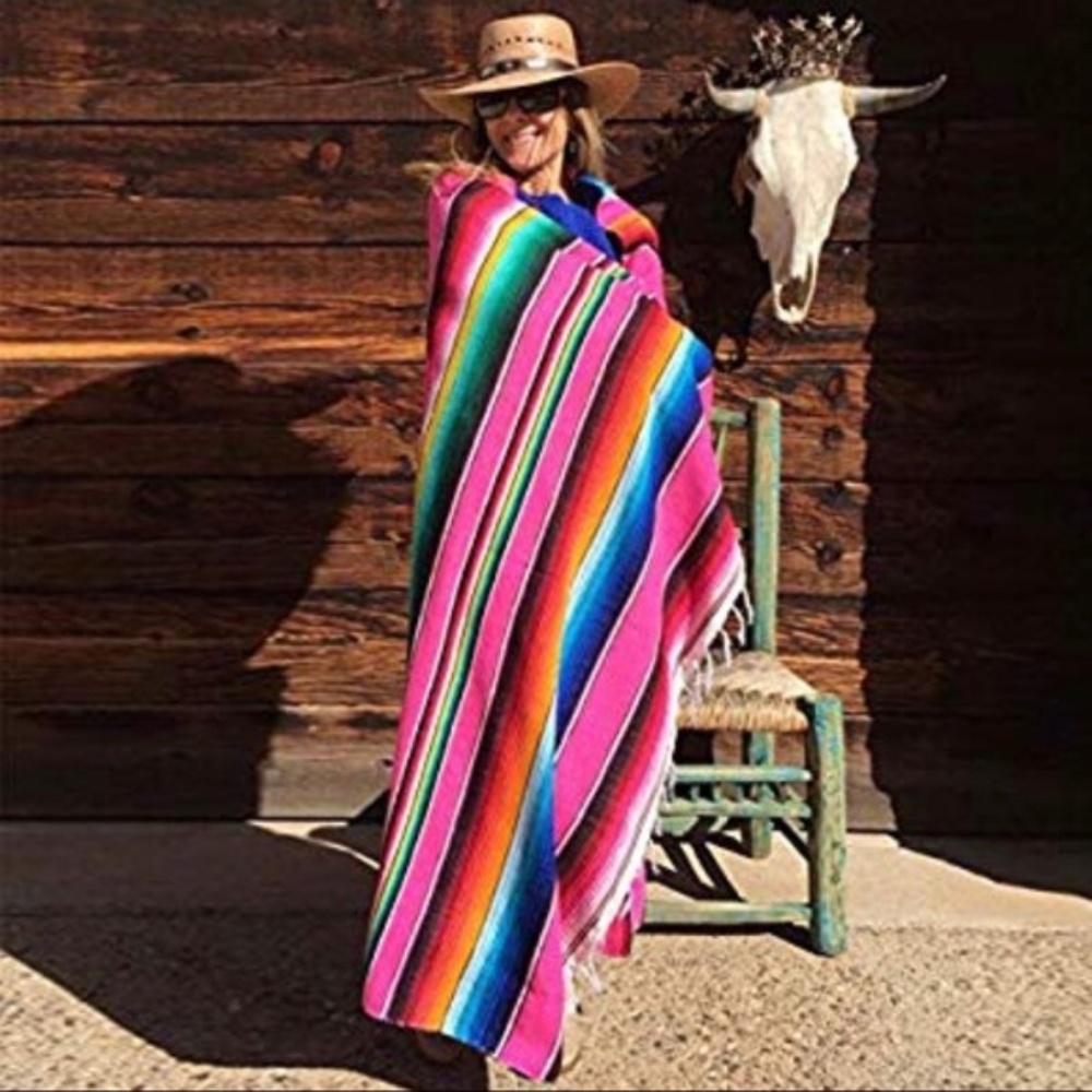 X-LARGE PINK SERAPE COVER UP BLANKET BRIGHT COLOR